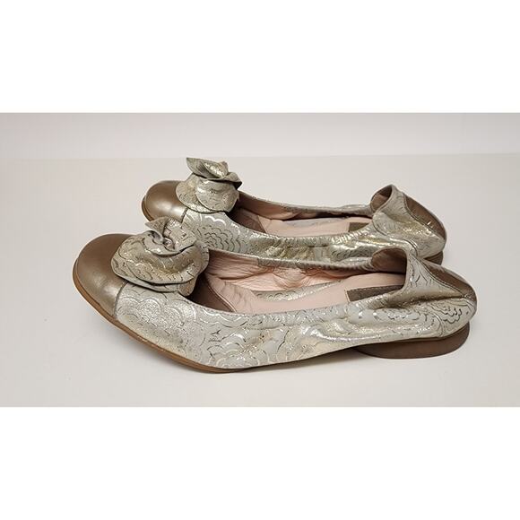 Beautifeel Ivana Floral Metallic Gold Ballet Flats Size US 7/38 - Picture 3 of 6